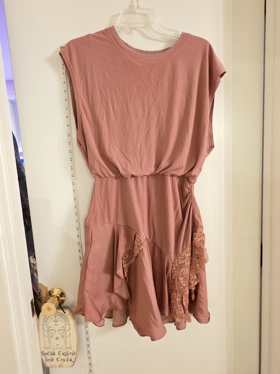Free People Dresses & Skirts - Free People Dusty Rose Lace-Trim Mini Dress